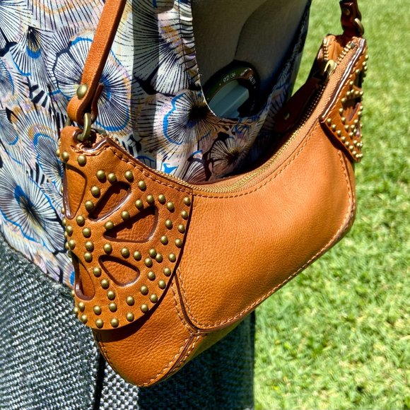 MICHAEL Michael Kors Y2K Leather Stud Detail Demi Shoulder Bag Canvas Li… - Picture 5 of 16